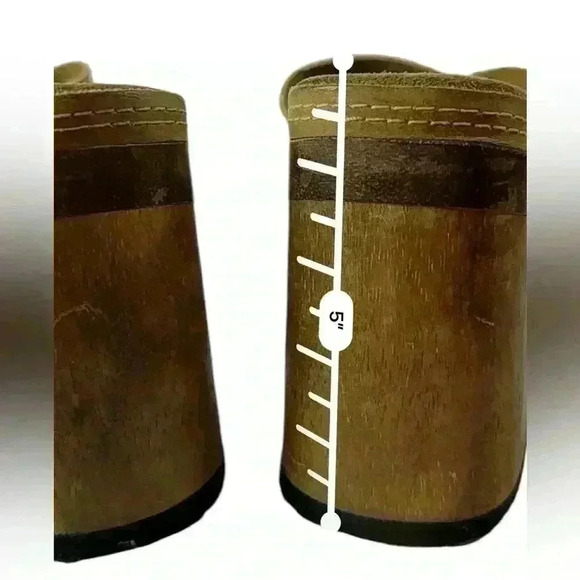 Vintage Candies Platform Sandals Sz 8.5 Brown Leather & Wood Heel Y2k Boho 90s - Picture 8 of 8